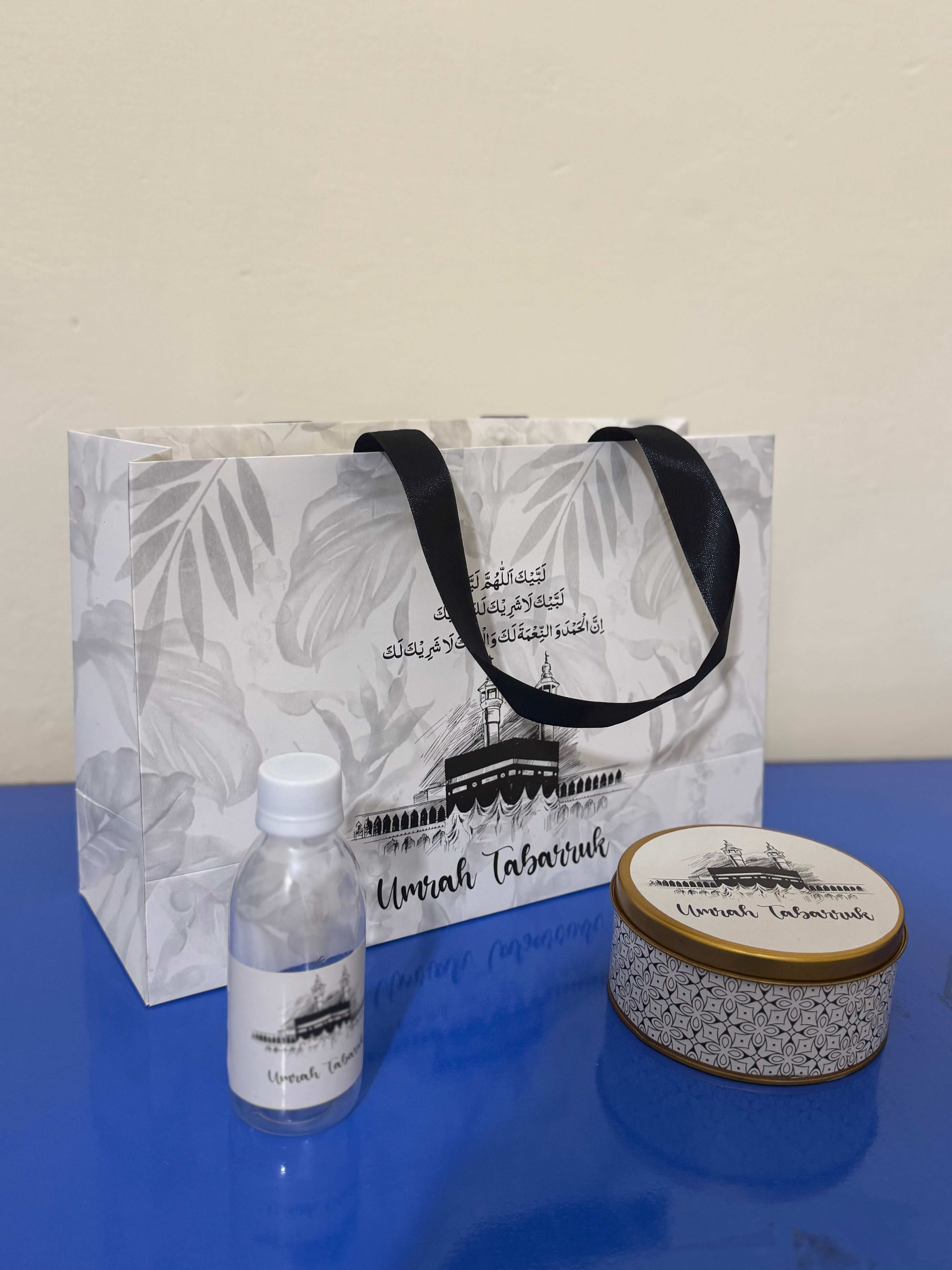 Large Set - Umrah / Hajj Tabarruk Packaging (with medium Tin Box)
