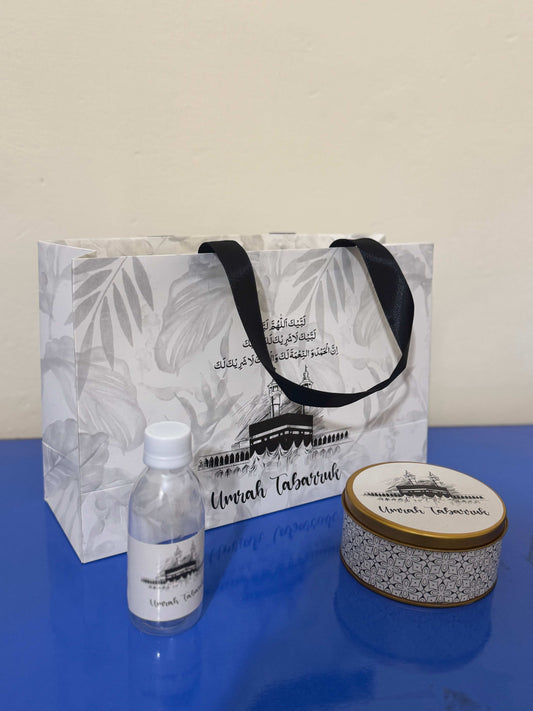 Large Set - Umrah / Hajj Tabarruk Packaging (with medium Tin Box)