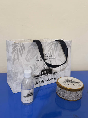 Large Set - Umrah / Hajj Tabarruk Packaging (with medium Tin Box)