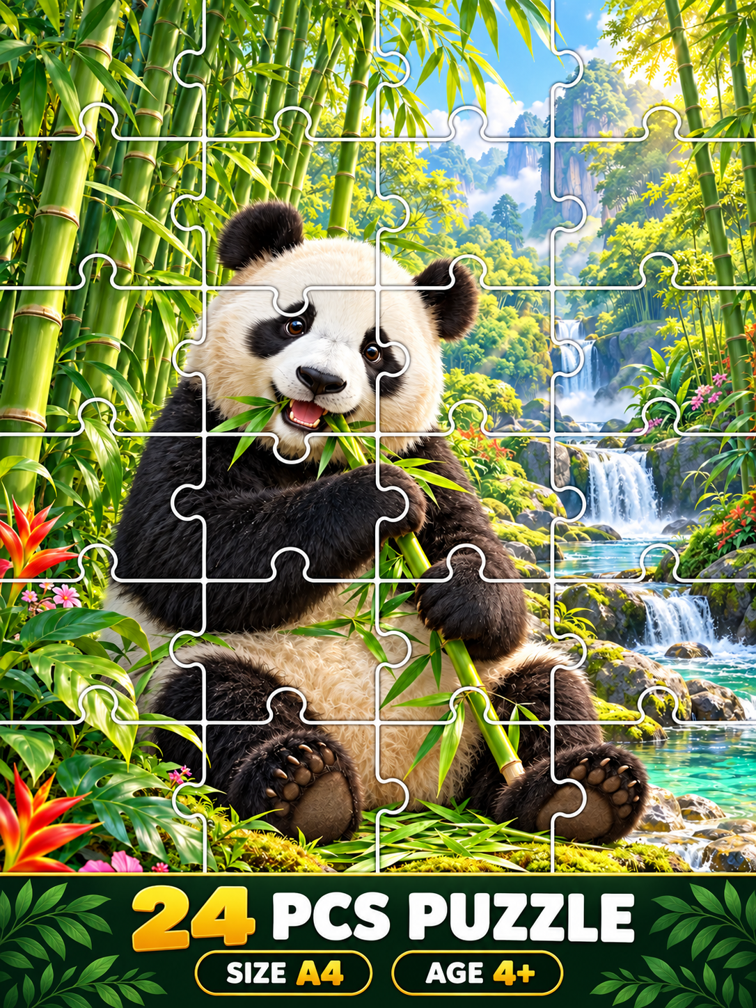 Jigsaw Puzzle - Panda Jungle (Age 4+) A4 Size