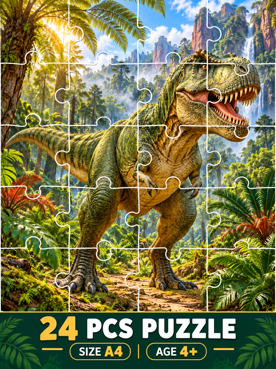 Jigsaw Puzzle - T-Rex Jungle (Age 4+) A4 Size