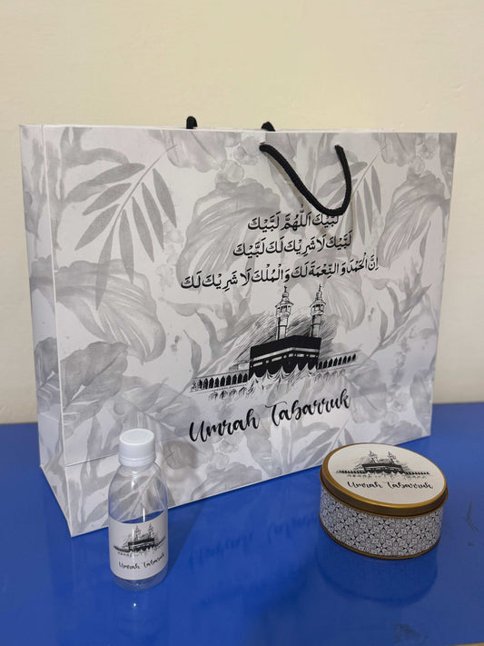 Extra Large Set - Umrah / Hajj Tabarruk Packaging (with medium 250g Tin Box)