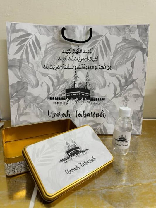 Extra Large Set (with Square Half Kg Tin Box)  - Umrah / Hajj Tabarruk Packaging