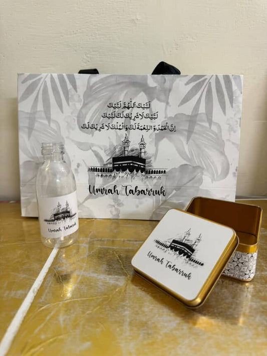 Large Set (with Small Square Tin Box) - Umrah / Hajj Tabarruk Packaging