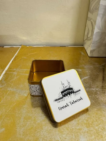 Small Set Gray Scale (with Square Tin Box) - Umrah / Hajj Tabarruk Packaging