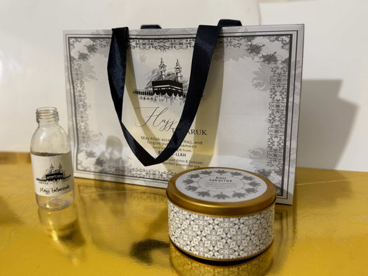 Large Set - Umrah / Hajj Tabarruk Packaging (with medium Tin Box)