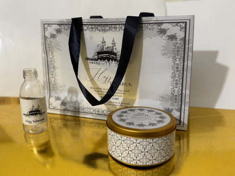 Large Set - Umrah / Hajj Tabarruk Packaging (with medium Tin Box)