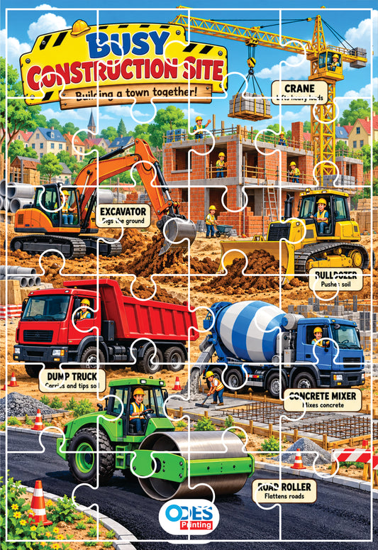 Jigsaw Puzzle - Busy Construction Site (Age 4+) A4 Size