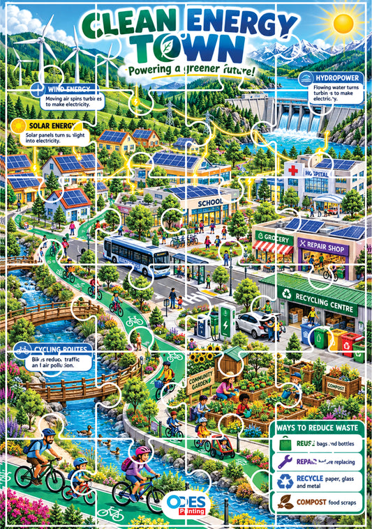 Jigsaw Puzzle - Clean Energy Town (Age 4+) A4 Size