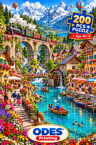 Jigsaw Puzzle (200 pcs) - Alpine Railway Village (Age 10+) Size 1.5x2 feet