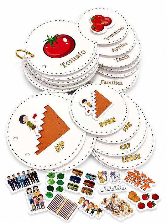 Bundle - Interactive Velcro Learning Cards - Singular & Plural  +  Word & Opposite Age 3+ (16+16 Cards)