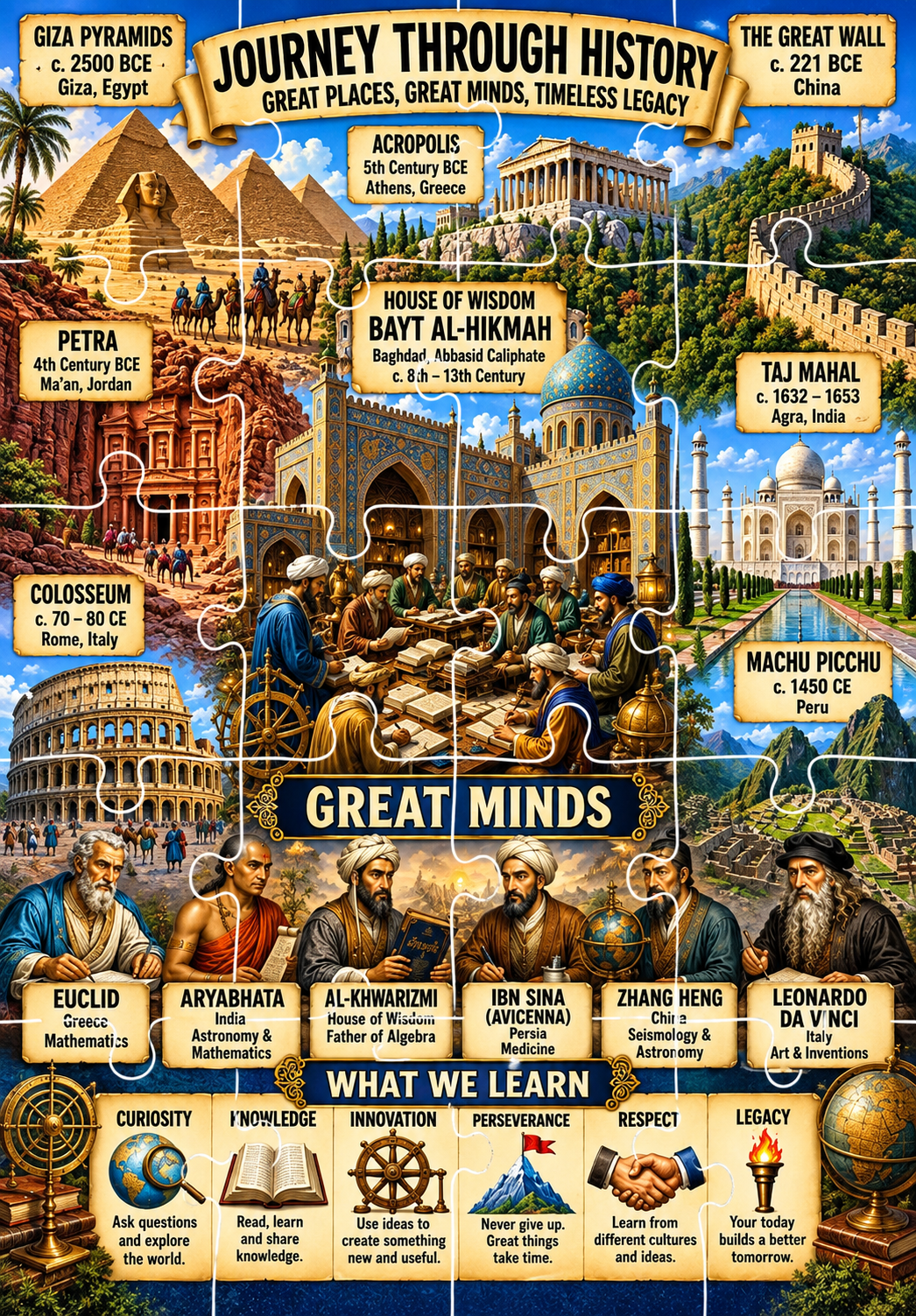 Jigsaw Puzzle - Journey Through History (Age 4+) 11x17 inches