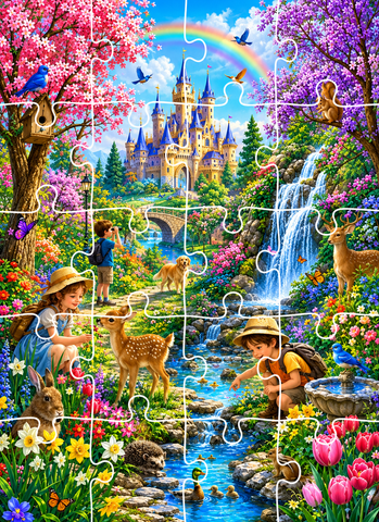 Jigsaw Puzzle - Castle Garden (Age 4+) A5 size