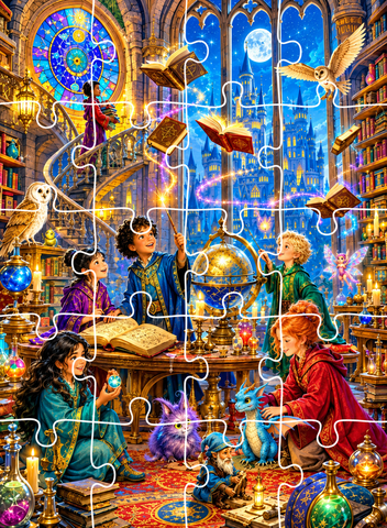 Jigsaw Puzzle - Magical Library (Age 4+) A5 size