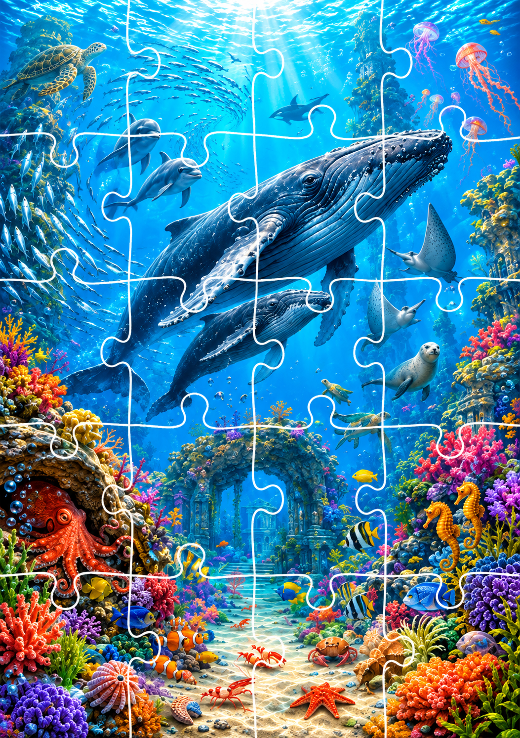 Jigsaw Puzzle - Whale Kingdom (Age 4+) A5 size