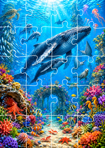 Jigsaw Puzzle - Whale Kingdom (Age 4+) A5 size