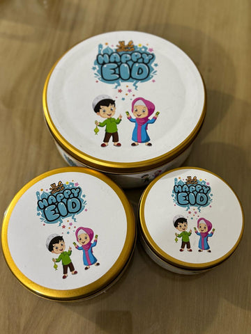 Happy Eid Tin Box (125 gram, Half Kg, 1 Kg)