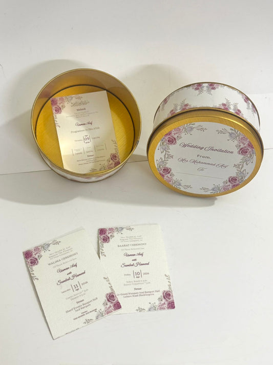 Wedding Invitation Cards(3pcs) & Tin Box 250g(1 Pcs)