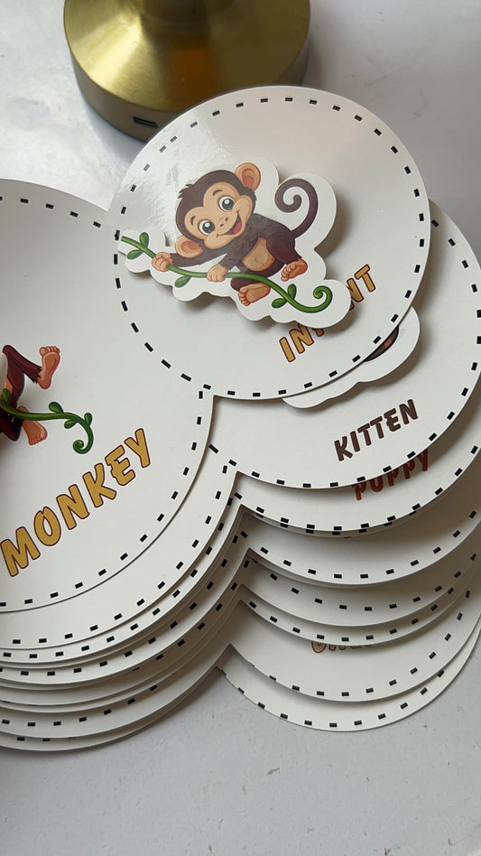 Interactive Velcro Learning Cards - Parent and Baby Animals (Age 2+) (16 cards)
