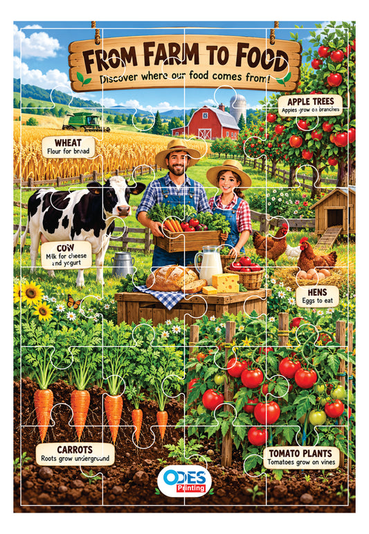 Jigsaw Puzzle - Farm to Food Adventure (Age 4+) 11x17 inches