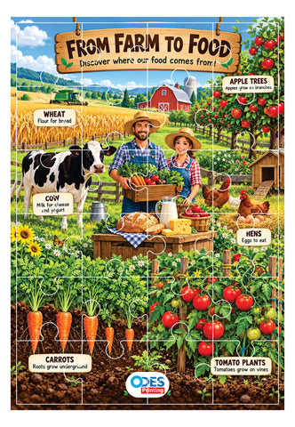 Jigsaw Puzzle - Farm to Food Adventure (Age 4+) 11x17 inches