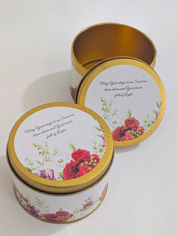 Tin Box Red Floral - Umrah/Hajj Tabarruk (125g)