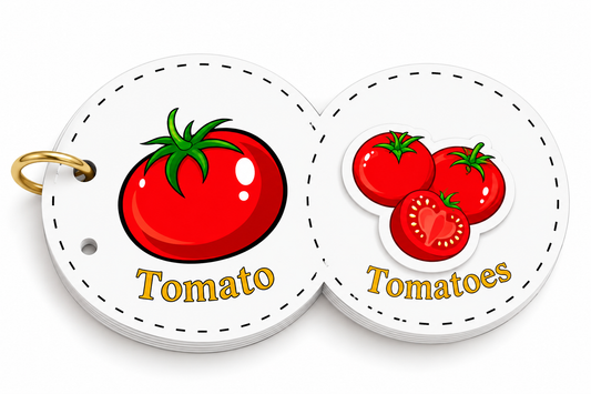 Interactive Velcro Learning Cards - Singular Plural  - Age 3+ (16 Cards)