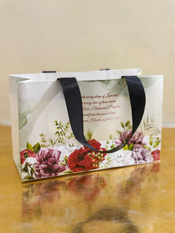 Medium Handle Bag (Red Floral) - Umrah / Hajj Tabarruk Packaging