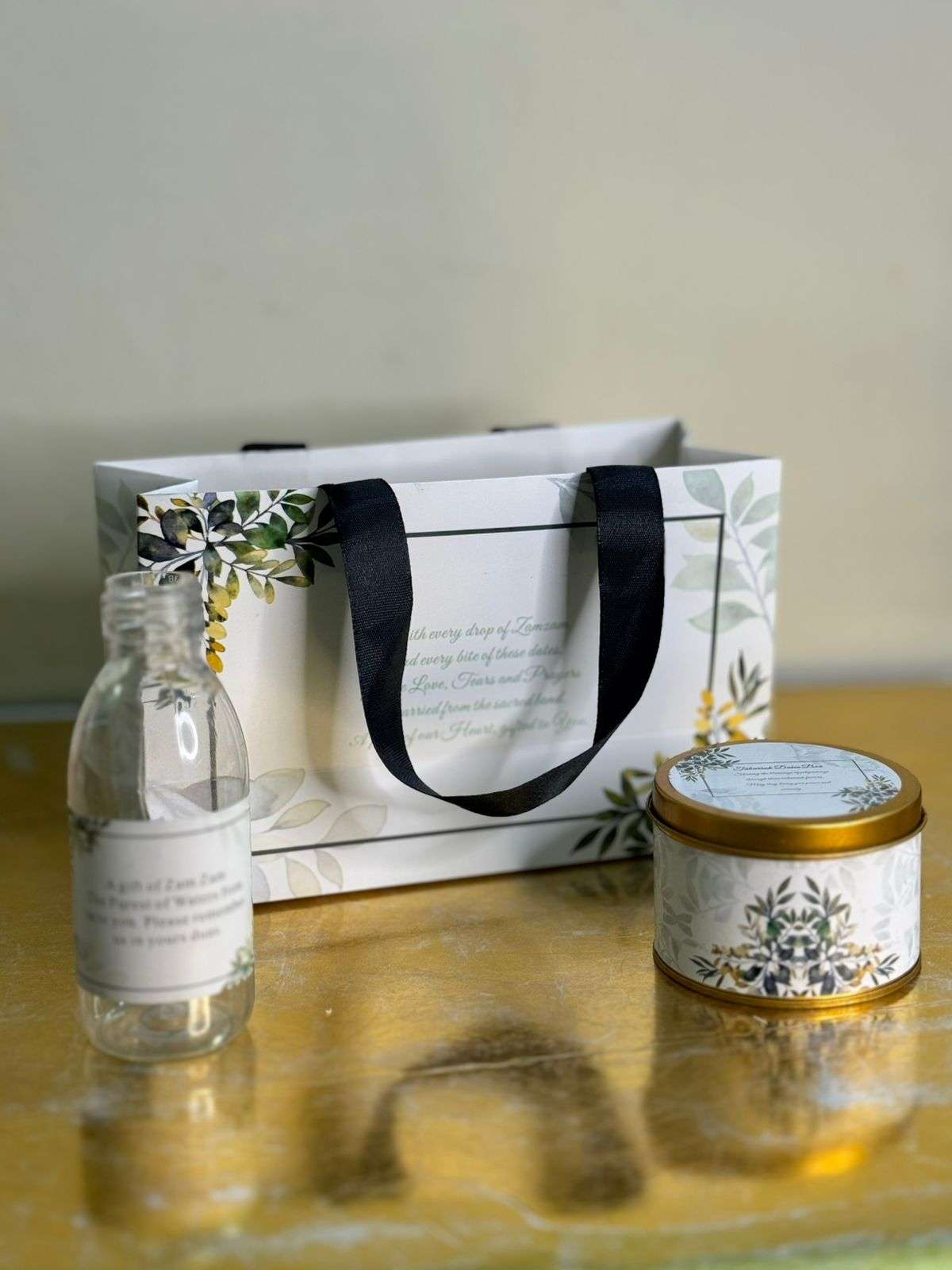 Small Set ( Hand Bag Style - Green Floral ) - Umrah / Hajj Tabarruk Packaging