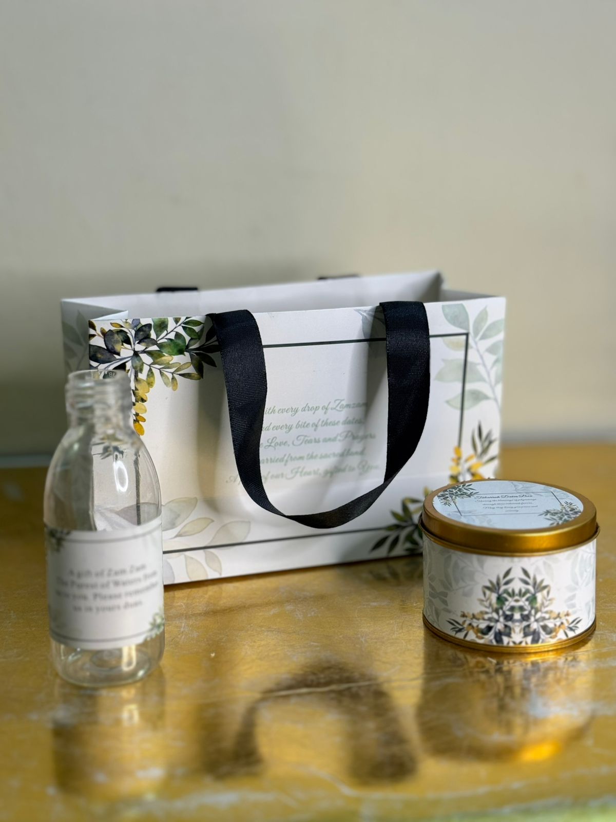 Small Set ( Hand Bag Style - Green Floral ) - Umrah / Hajj Tabarruk Packaging