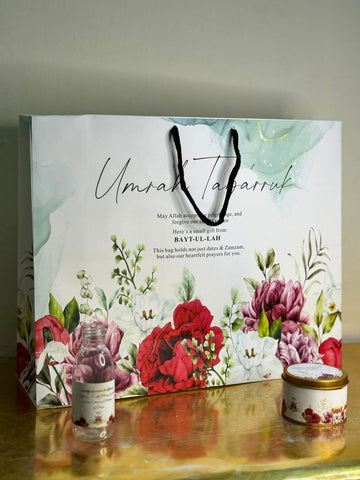 Extra Large Red Floral Set (with small Tin Box) - Umrah / Hajj Tabarruk Packaging