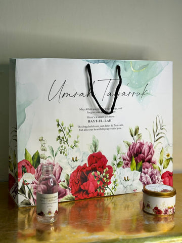 Extra Large Red Floral Set (with small Tin Box) - Umrah / Hajj Tabarruk Packaging