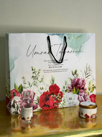 Extra Large Red Floral Set (with medium 250g Tin Box)  - Umrah / Hajj Tabarruk Packaging