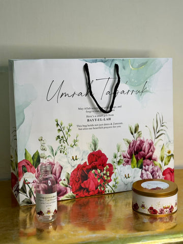 Extra Large Red Floral Set (with medium 250g Tin Box)  - Umrah / Hajj Tabarruk Packaging