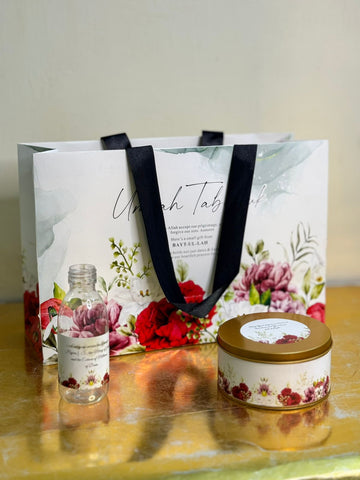 Large Red Floral Set ( with medium Tin Box)- Umrah / Hajj Tabarruk Packaging