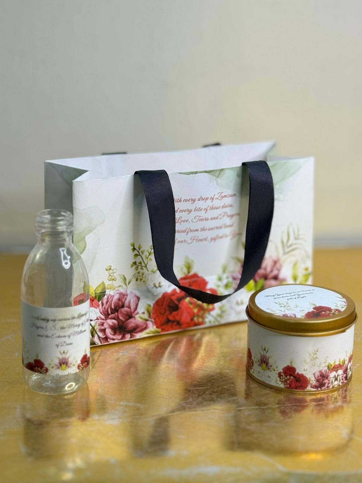 Small Set ( Hand Bag Style - Red Floral ) - Umrah / Hajj Tabarruk Packaging