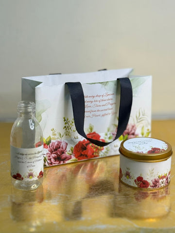 Small Set ( Hand Bag Style - Red Floral ) - Umrah / Hajj Tabarruk Packaging