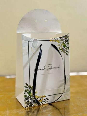 Goodie Bag (Green Floral) for Umrah/Hajj Tabarruk Packaging