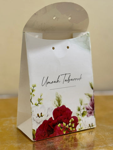 Goodie Bag (Red Floral) for Umrah/Hajj Tabarruk Packaging