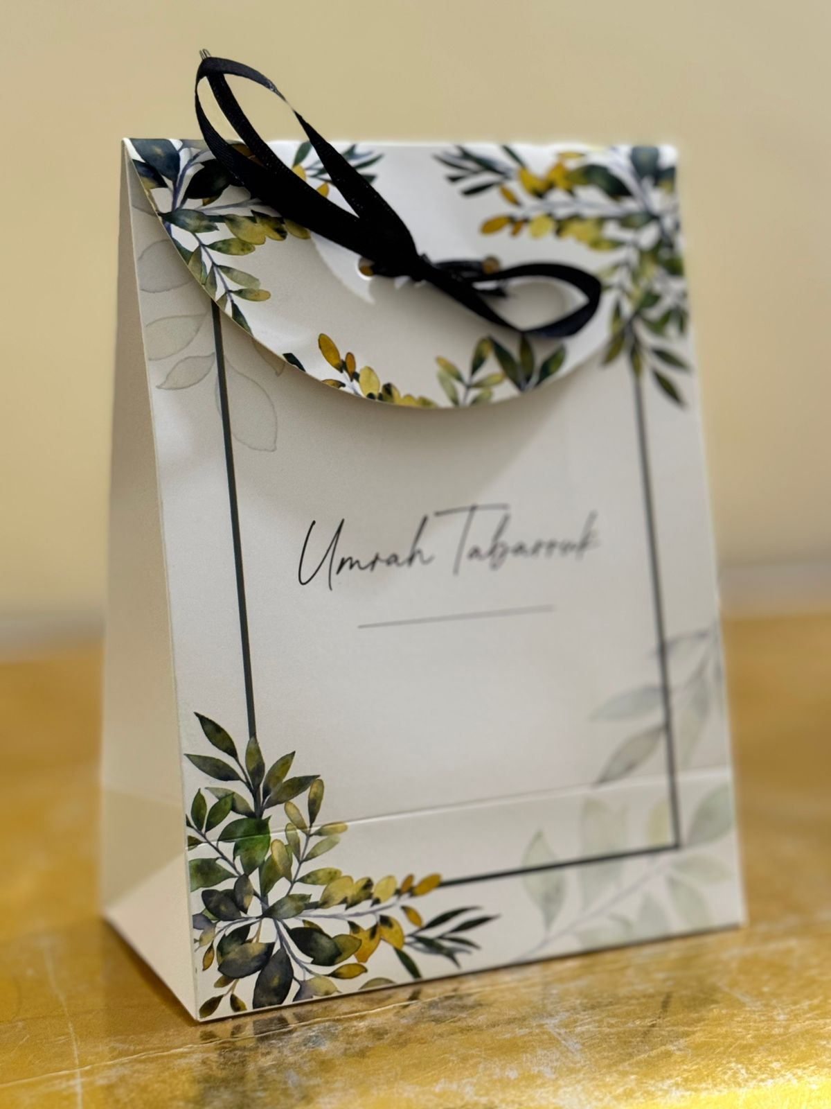 Goodie Bag (Green Floral) for Umrah/Hajj Tabarruk Packaging
