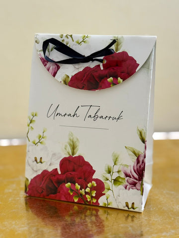 Goodie Bag (Red Floral) for Umrah/Hajj Tabarruk Packaging