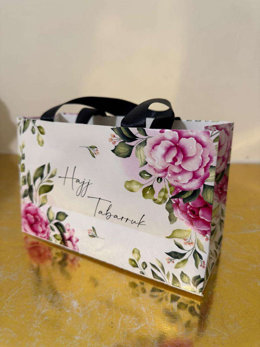 Medium Handle Bag (Pink Floral) - Umrah / Hajj Tabarruk Packaging