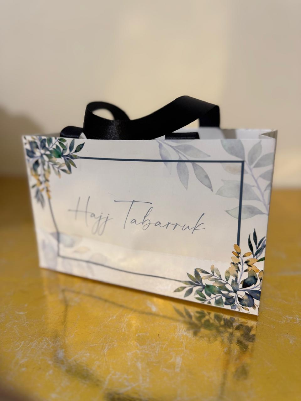 Medium Handle Bag (Green Floral) - Umrah / Hajj Tabarruk Packaging
