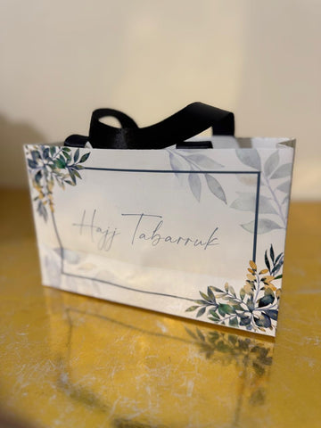 Medium Handle Bag (Green Floral) - Umrah / Hajj Tabarruk Packaging