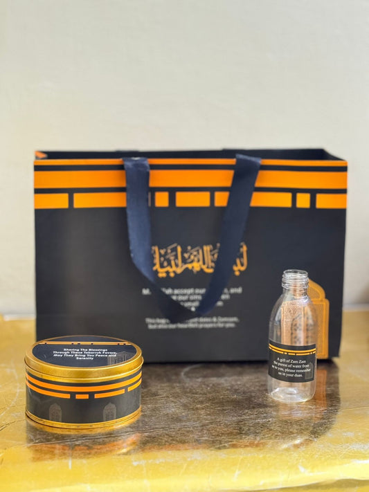 Large Black Set ( with medium Tin Box)- Umrah / Hajj Tabarruk Packaging