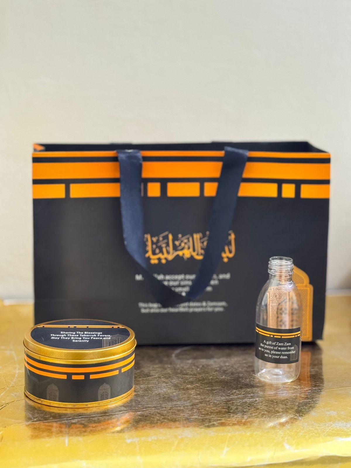 Large Black Set ( with medium Tin Box)- Umrah / Hajj Tabarruk Packaging
