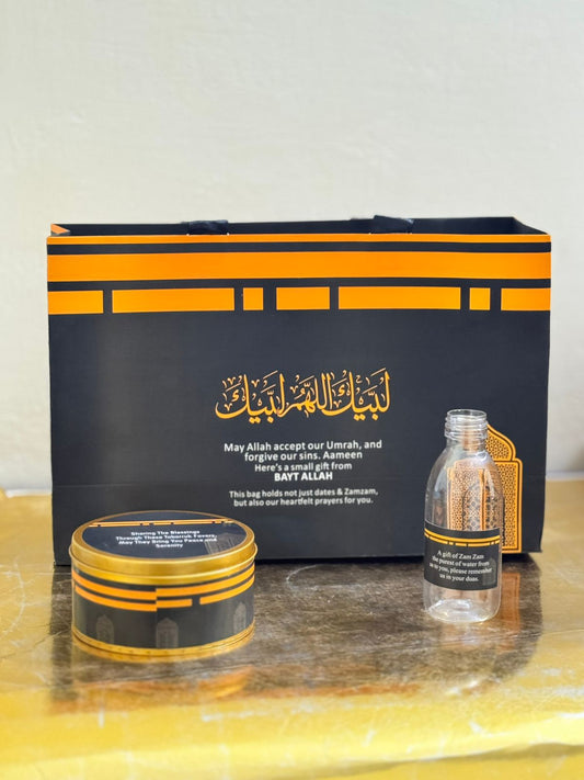 Large Black Set ( with medium Tin Box)- Umrah / Hajj Tabarruk Packaging