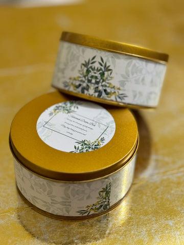 Tin Box (Green Floral) Umrah/Hajj Tabarruk Packaging - Tin Box 250g