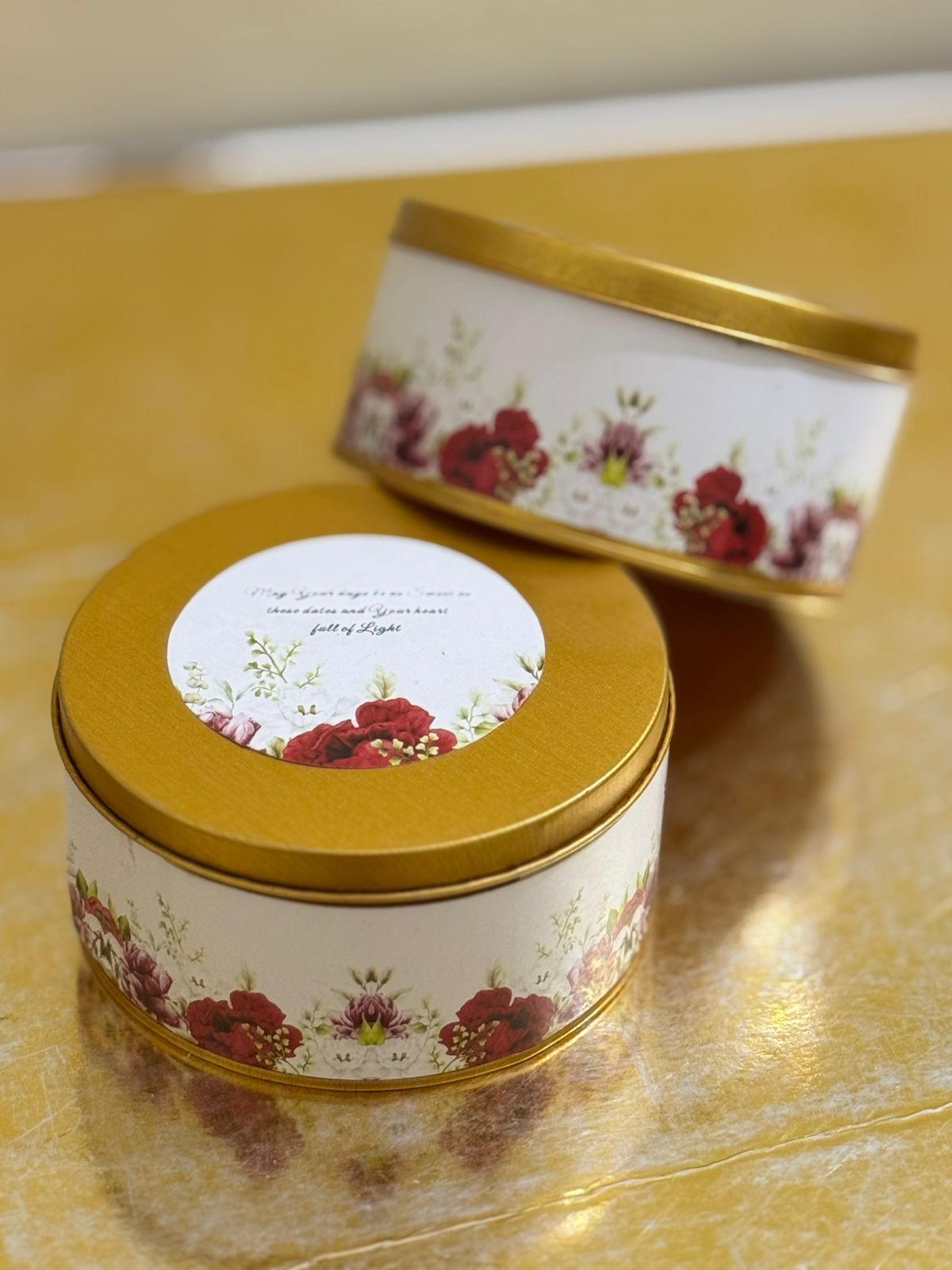 Tin Box (Red Floral) Umrah/Hajj Tabarruk Packaging - Tin Box 250g