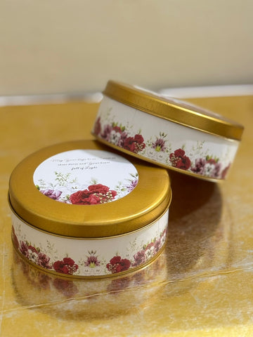 Half Kg (Red Floral) Tin Box - Umrah / Hajj Tabarruk
